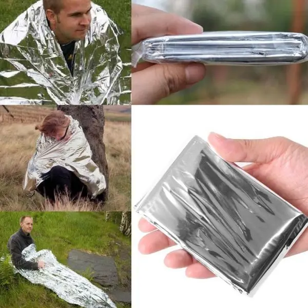 

rescue mylar kit bushcraft emergent blanket lifesave first aid survive thermal warm heat dry outdoor treatment camp space foil