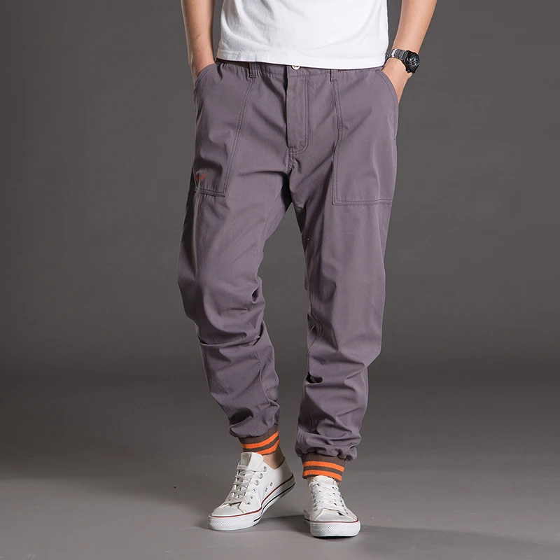 Большие размеры Мужская мода большие карманы полная длина широкие брюки хорошее качество мужские хлопковые свободные брюки повседневные брюки Размер 5XL