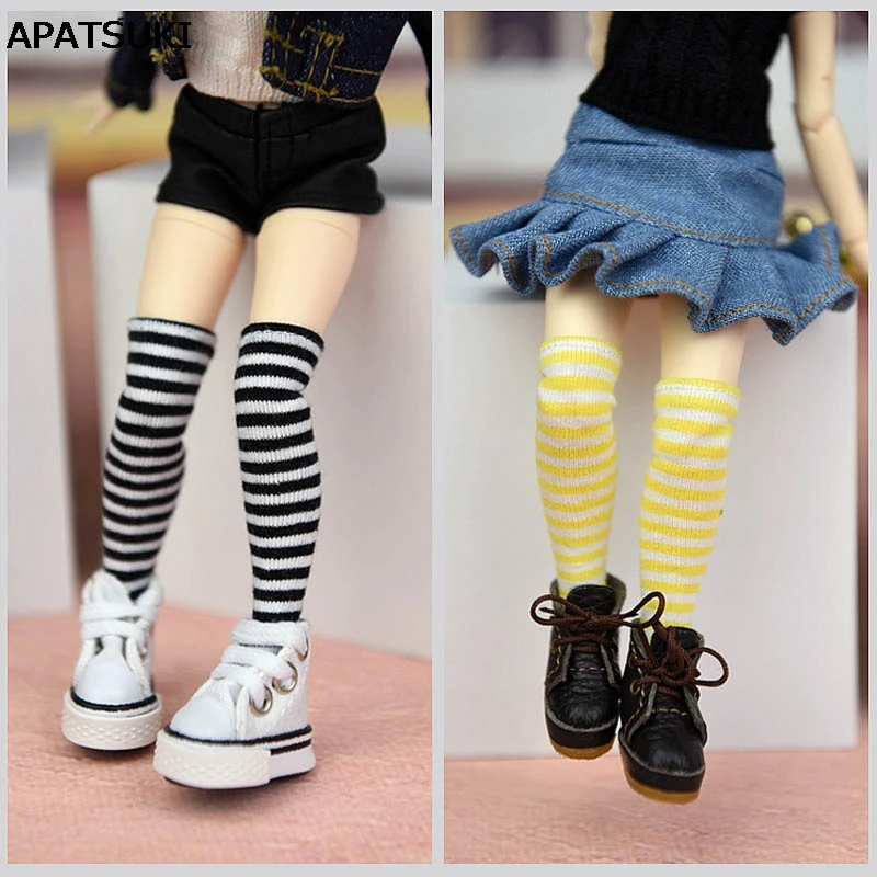 1pair Toy Zebra Striped Doll Stockings For Blythe Dolls Lace Middle Tube Sock