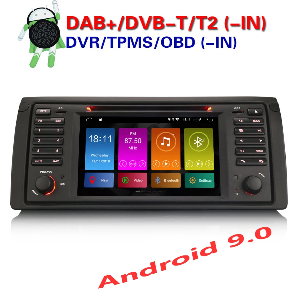 Erisin ES2953B 7 "автомобильный мультимедийный плеер авто радио Android 9 0 DAB + DVR OBD GPS для BMW