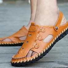 Мужские сандалии; сандалии высокого качества из натуральной кожи; сандалии erkek; мужские Летние Повседневные тапочки; дышащие сандалии; Hombre