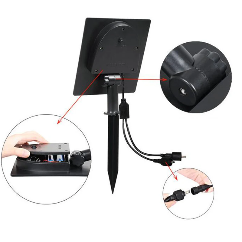 Holofotes ao ar Lâmpada de Ponto Cabeça Dupla Painel Solar Alimentado Luzes Livre Caminho Quintal Jardim Gramado Paisagem Ponto Luz Led 13 Lâmpadas solares