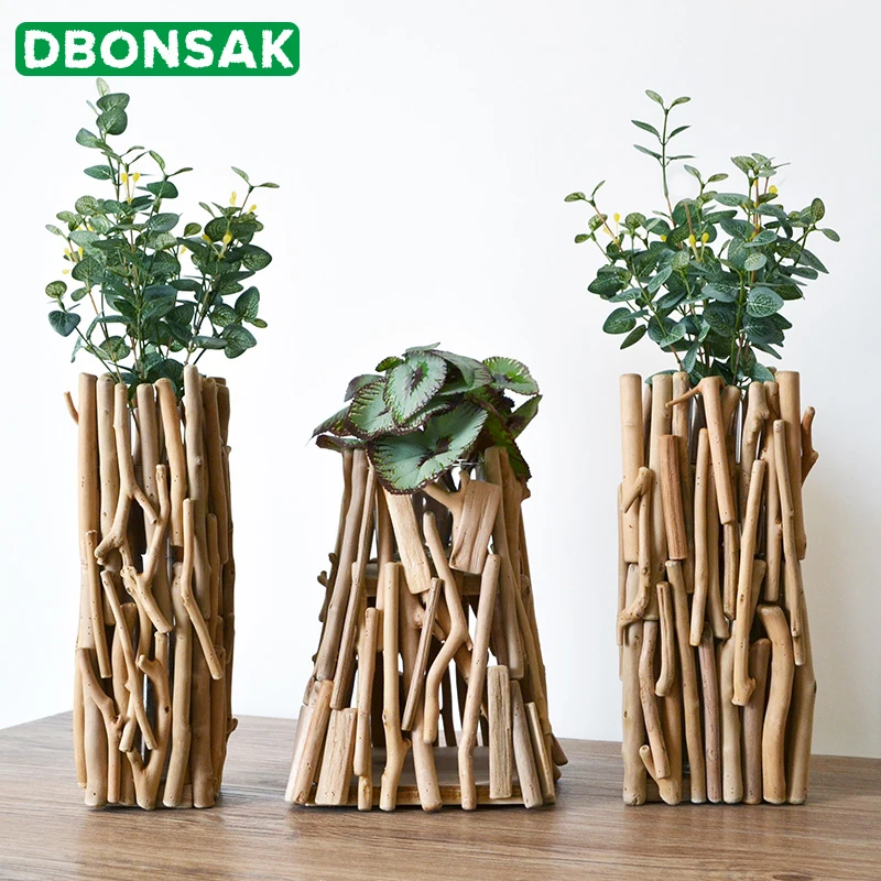 

Handmade Wooden Geometric Vase Quadrilateral Triangle Trapezoid Flower Pot Living Room Potted Flower Arrangement Decoration