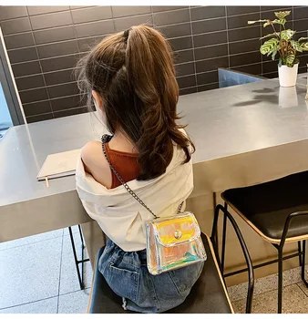 

New Girls Shoulder Bag Mini Children PVC Jelly Messenger Bags Chains Clear Purse Candy Baby Girl Transparent Cross Body Bags
