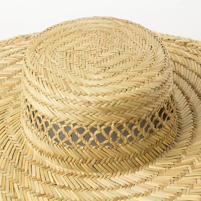 USPOP Новые Натуральные соломенные шляпы для женщин, ручная работа, полые шляпы от солнца с широкими полями, пляжные шляпы с плоским верхом