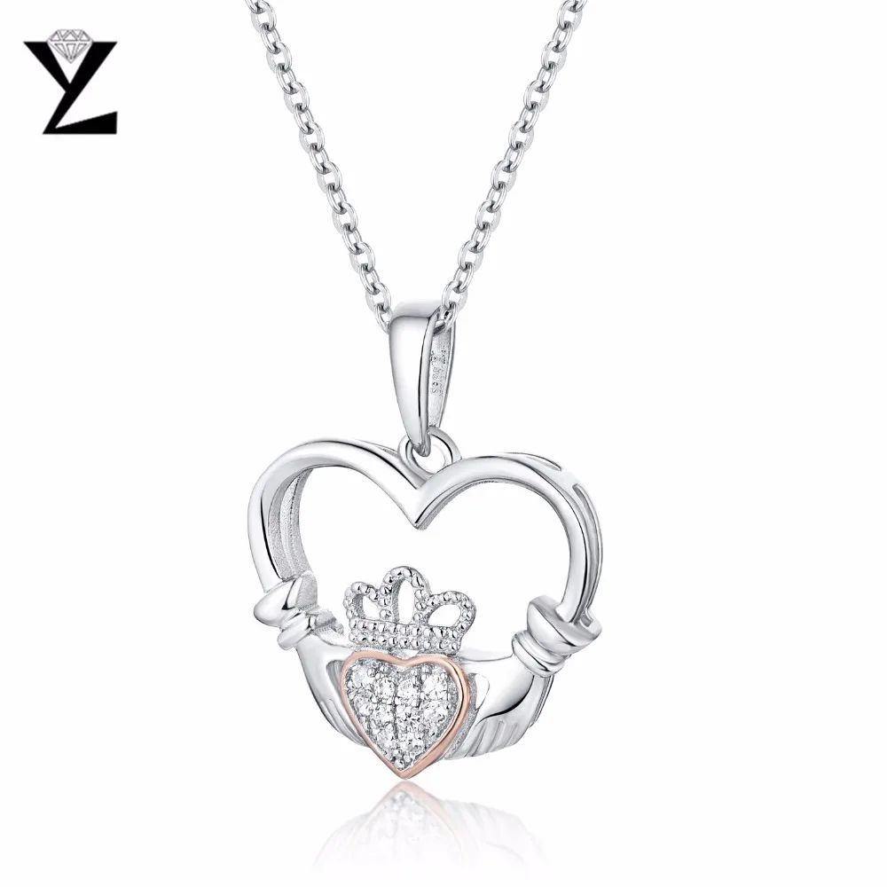 YL Crown 925 Sterling Silver Fine Jewelry Necklaces Pendants with 18K