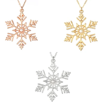 

Silver Gold Christmas Snowflake Charm Jewelry Pendant Necklace For Christmas Gift Jewelry Necklace