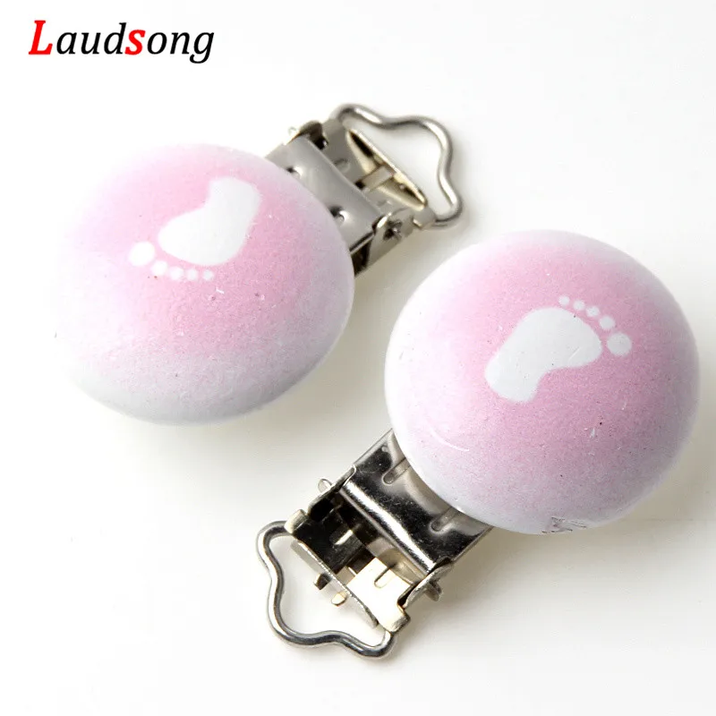 

Girl Pink Series 5pcs Metal Wood Pacifier Clips For Baby Infant Soother Clasps Teethers Holders Accessories
