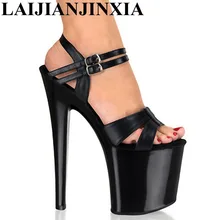 LAIJIANJINXIA/женские пикантные босоножки на шесте 20 см; женская обувь из водонепроницаемого кожзаменителя с открытым носком; обувь для танцев со звездами