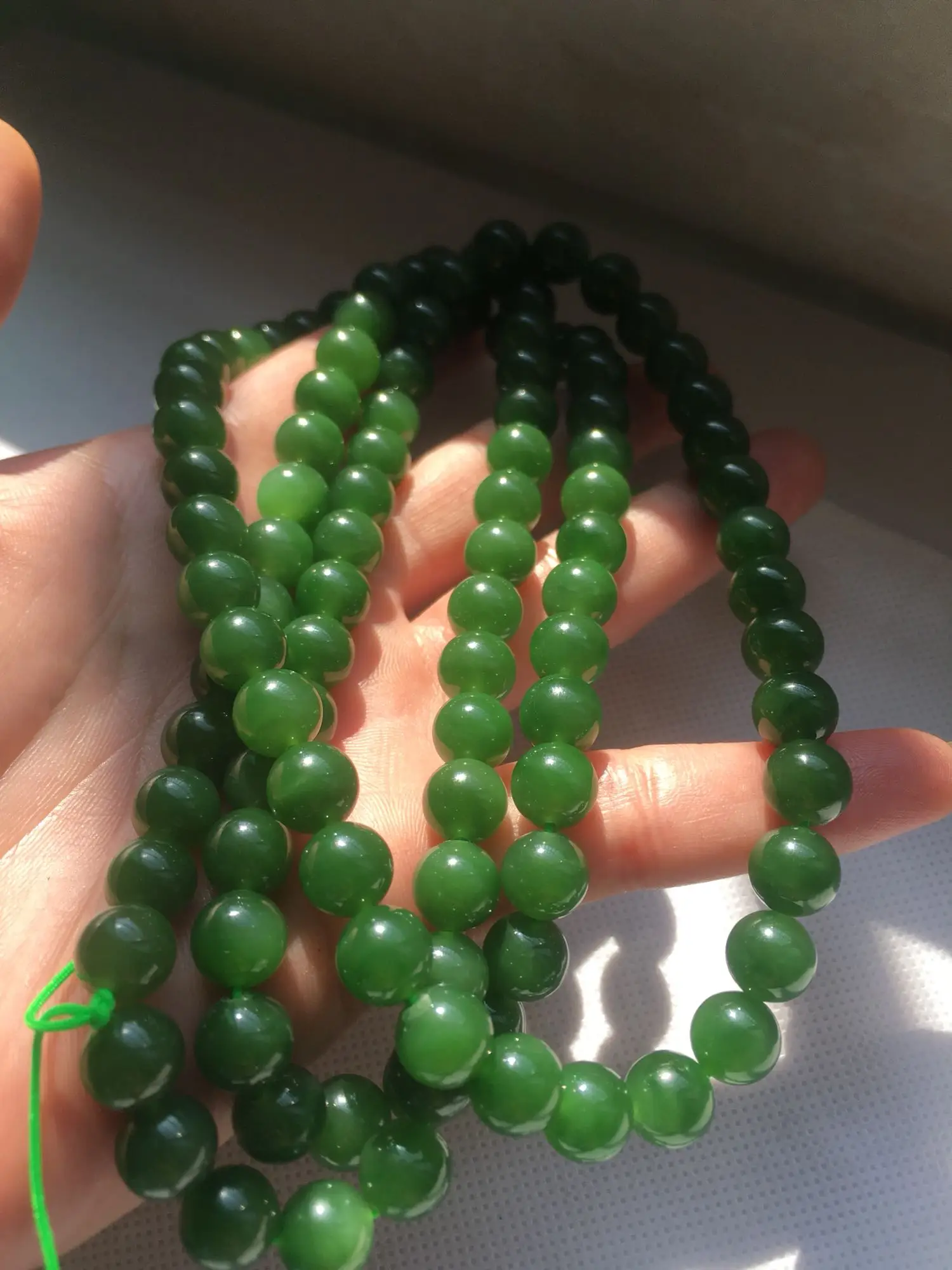 Натуральный Wada Jasper Yang Green 10 pct 108 Длинная цепочка ожерелье четки льда диаметр бисера 10mm1. 0