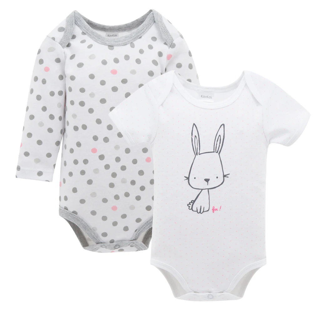 

Kavkas 2 Pcs/lot Baby Girl Boy Bodysuit Polka Dot Cute Rabbit Printed Summer Baby Clothes Newborn Jumpsuit Toddler Clothing