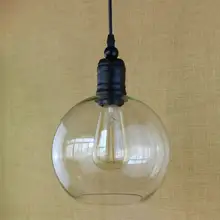 Antiguo cobre colgante de cristal claro de sombra lámpara colgante con Edison bombilla de luz LED luces de la cocina y las luces del Gabinete E27