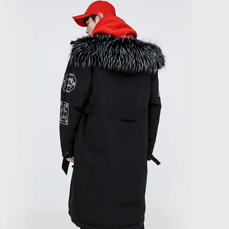 Houxu 2019 New Men Long Sections 90% Eider Down Jacket Hooded Fur Collar Outwear Tang Suit Over The Knee Down Jacket Male Black Houxu 2019 New Men Long Sections 90% Eider Down Jacket Hooded Fur Collar Outwear Tang Suit Over The Knee Down Jacket Male Black