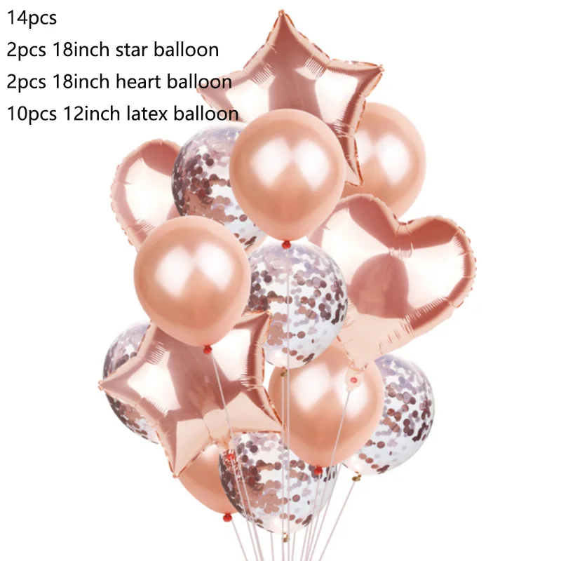 14 шт розовые и золотые воздушные шары набор конфетти воздушные шары для дня рождения вечерние украшения дети взрослые воздушные шары свадебный Декор поставки C6MZ - Цвет: wedding ballons 2