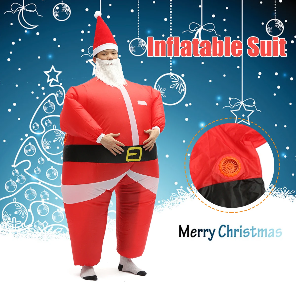 

Adult Inflatable Santa Claus Blow Up Costume Fancy Party Dress Suit Outfit Red