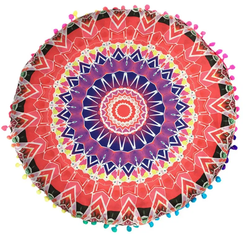

43*43CM Colorful Round Indian Mandala Floor Printed Pillows Cushions Pillows Case Textile Bohemian Pillow