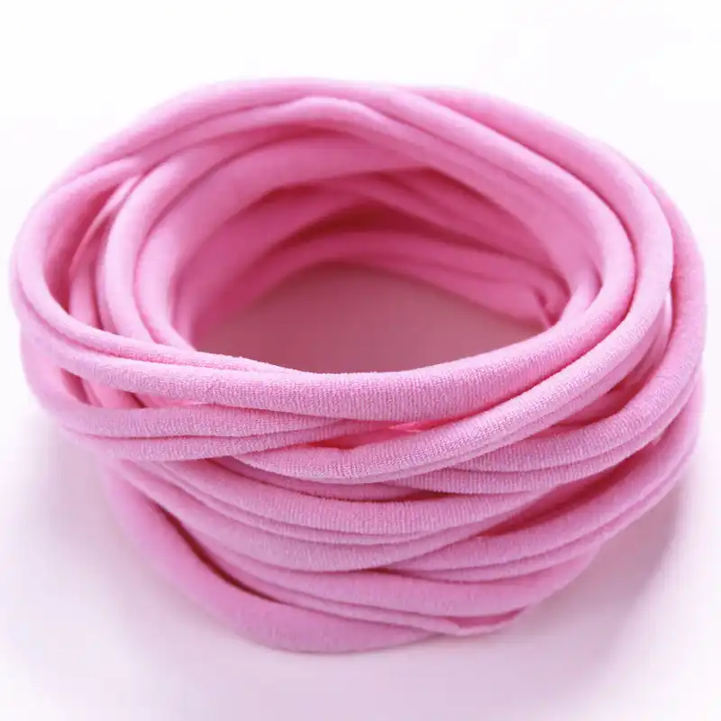 10 Pieces Thin Wholesale Nylon Elastic Stretch Headbands Pale Pink 26cm 6mm wide