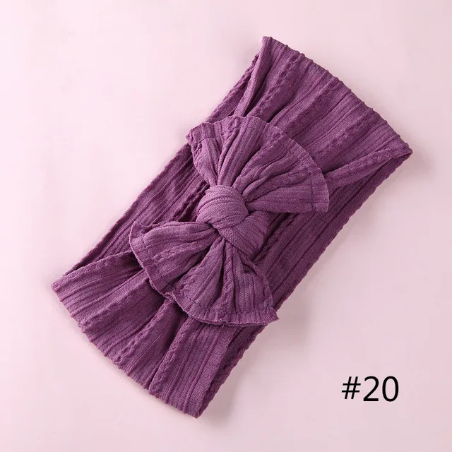 1PCS New Braid Nylon Bow Headbands,Cable Knit Solid Wide Nylon Headbands Turban, Baby Girls Head Wrap Hair Accessories 27 colors A2NSNSFB-9568-20