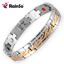 Модный Rainso, брендовый, серебряный, золотой цвет, исцеляющий, 4 в 1, забота о здоровье, Ele, для мужчин, ts, браслет из нержавеющей стали и браслет для мужчин, OSB-1554SG