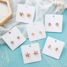 MENGJIQIAO праздник Морской стиль милые красочные бусы Морская звезда серьги гвоздики для женщин летние листья Oorbellen Ювелирные изделия Подарки