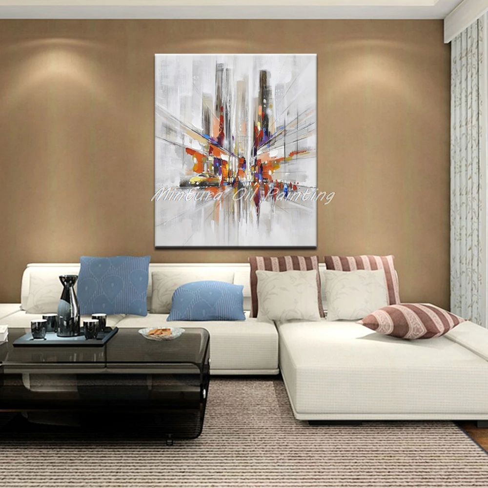 Online Mintura Kunst Hand Gemalt Stadt Landschaft Ölgemälde Auf Leinwand Pop Kunst Moderne Abstrakte Wand Bild Für Wand Dekoration Keine rahmen