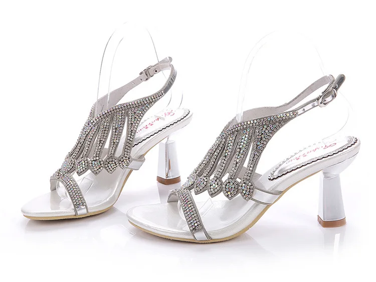 G-sparrow Female Sandals 2018 Summer New High-heeled Thick Heels Rhinestone Sandal Korean Size Diamond Shoes13