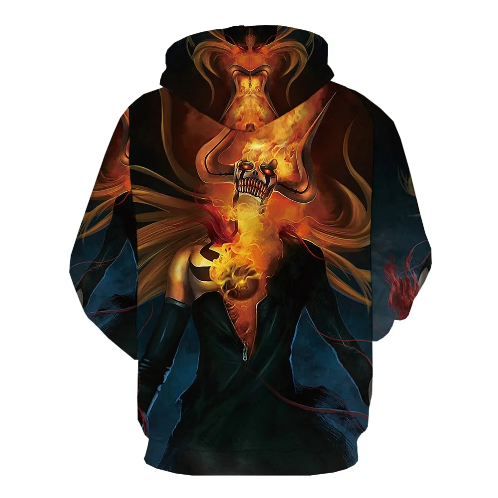 KYKU Brand Skull Hoodie Men Skeleton Hooded Casual War Hoody Anime Harajuku 3d Printed Gothic Sweatshirt Printed Unisex Hip Hop