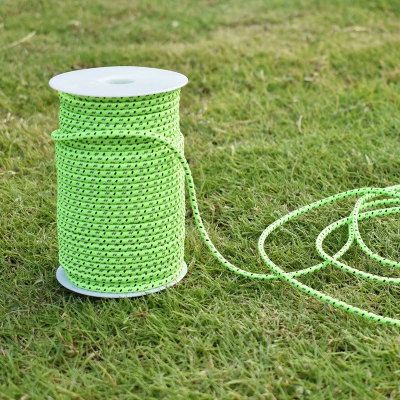 価格 50 メートル 4 ミリメートル高品質高反射テントロープ Paracord ロープ Cuerda Escalada ミルスペックパラシュート牽引ジョイントレス救助ロープ