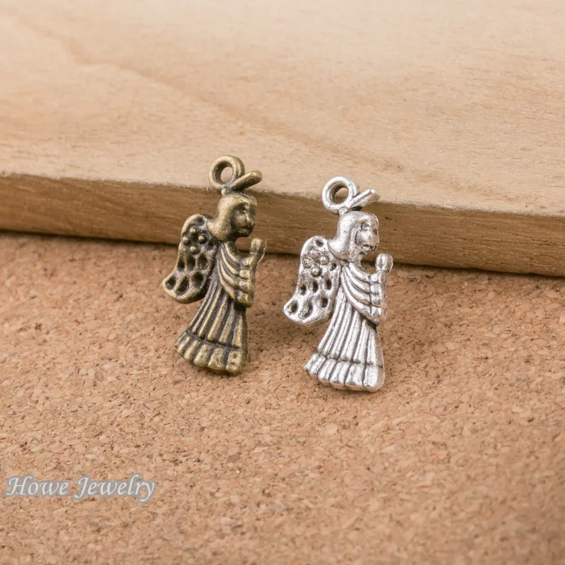 

50 шт. винтажные Подвески в виде ангела для девочек, серьги, браслеты, ожерелья, сделай сам, металлические ювелирные изделия D049