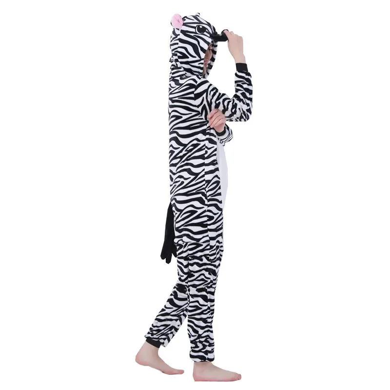 Kigurumi Zebra Pajamas Animal Party Cosplay Costume Flannel Onesies Game Cartoon Animal Sleepwear anime cosplay female