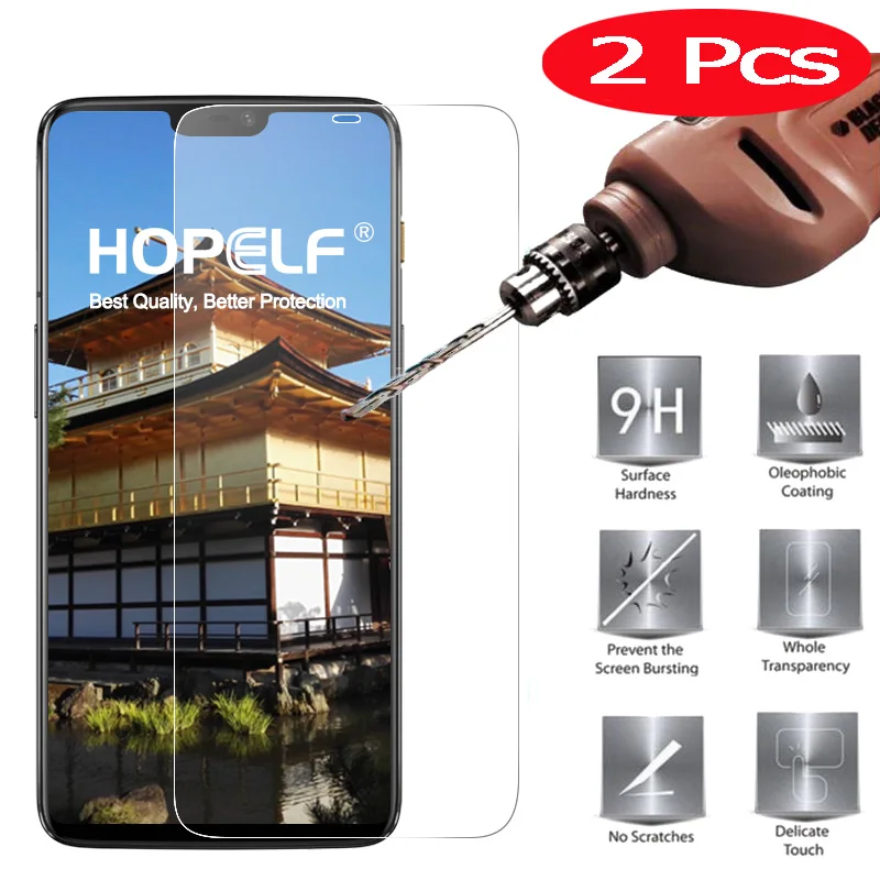 

2 Pieces HOPELF Screen Protector for OnePlus 6 Tempered Glass 2.5D 9H OnePlus6 One Plus 6 Phone Tempered Glass for OnePlus 6