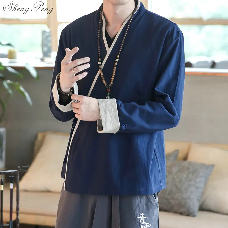 Traditional chinese shirt zen clothing oriental mens clothing traditional chinese clothing for men cheongsam V1364