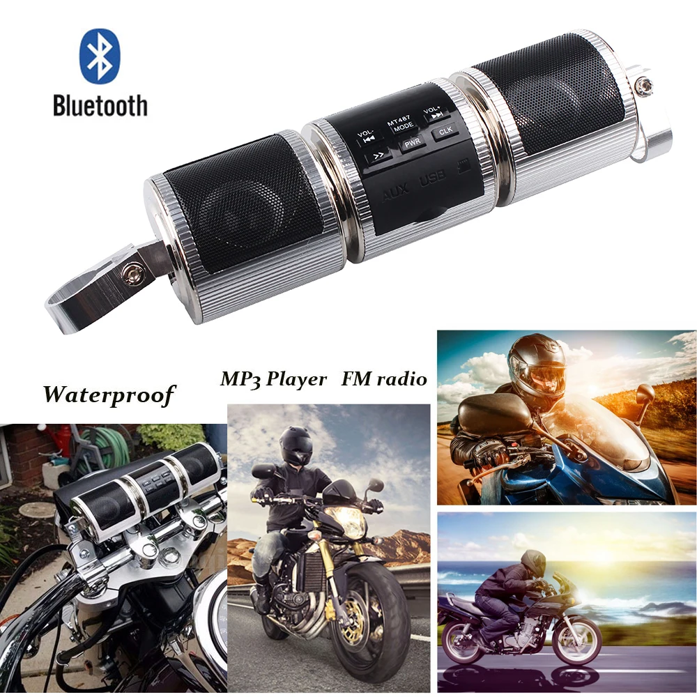 

Motorcycle Waterproof Bluetooth Audio Sound System Stereo Speaker Music Player with FM Radio LCD display