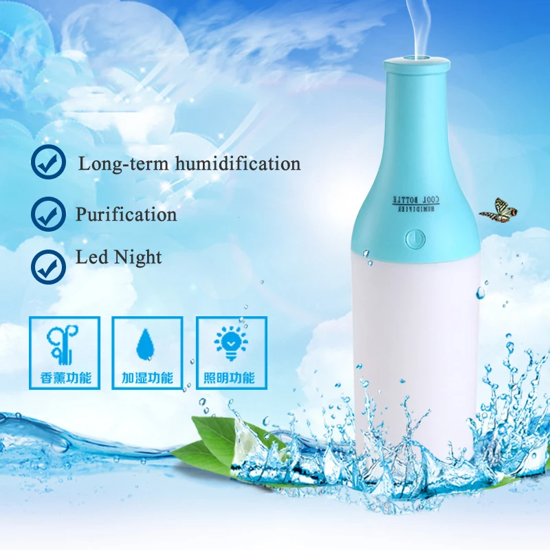 

Cool Bottle Led Air Humidifier Ultrasonic Aroma Oil Diffuser Water Atomizer Essential Oil Diffuser Mini USB Air Humidifier