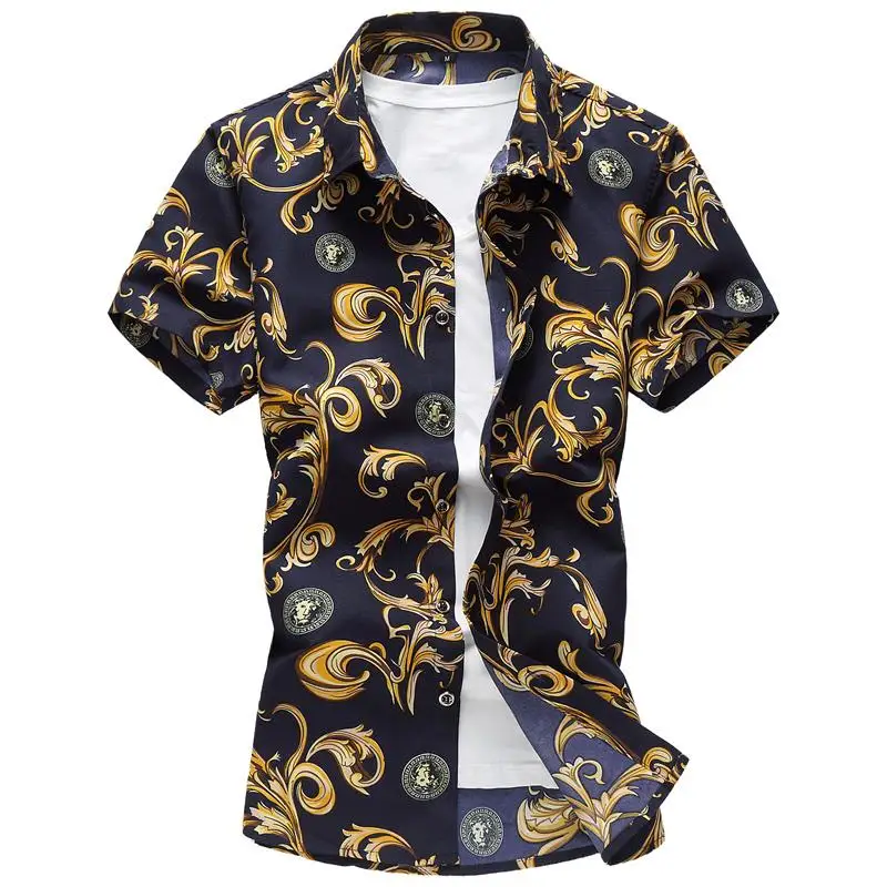

Floral Shirt Casual Dress Flower Men Shirts Hawaiian Mens Clothing Blouse Men Slim fit Short sleeve M-7XL New Arrival