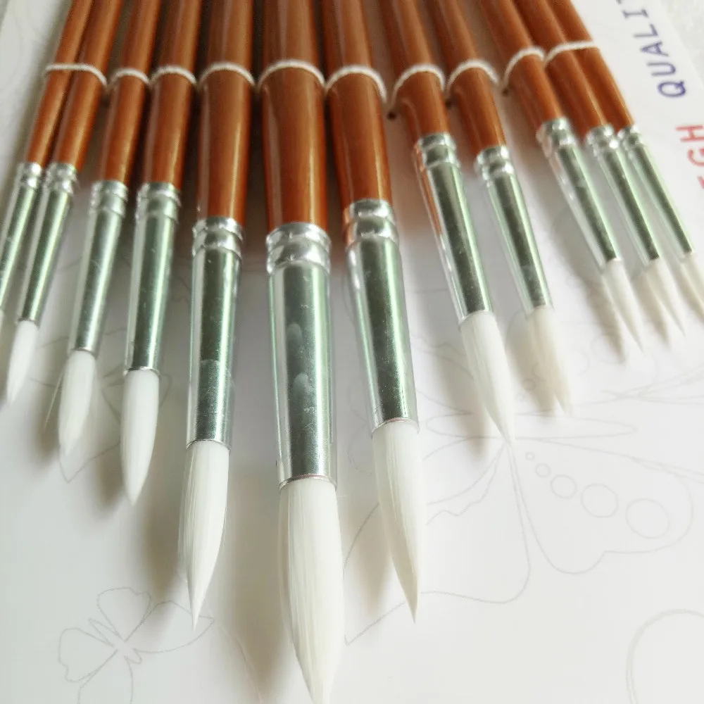 12 шт./лот набор кистей для рисования художественные кисти с деревянными ручками для акриловых красок