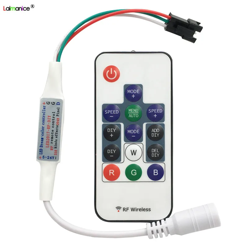 

14 Key DC 5V 12V 24V SP103E 14Key RGB Wireless Remote Control Mini RF Magic LED Controller WS2812 WS2812B WS2811 Strip Light