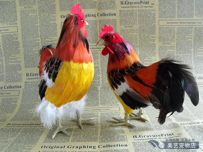 

simulation chicken toy model polyethylene&furs colourful feathers cock model home decoration props ,model gift d092