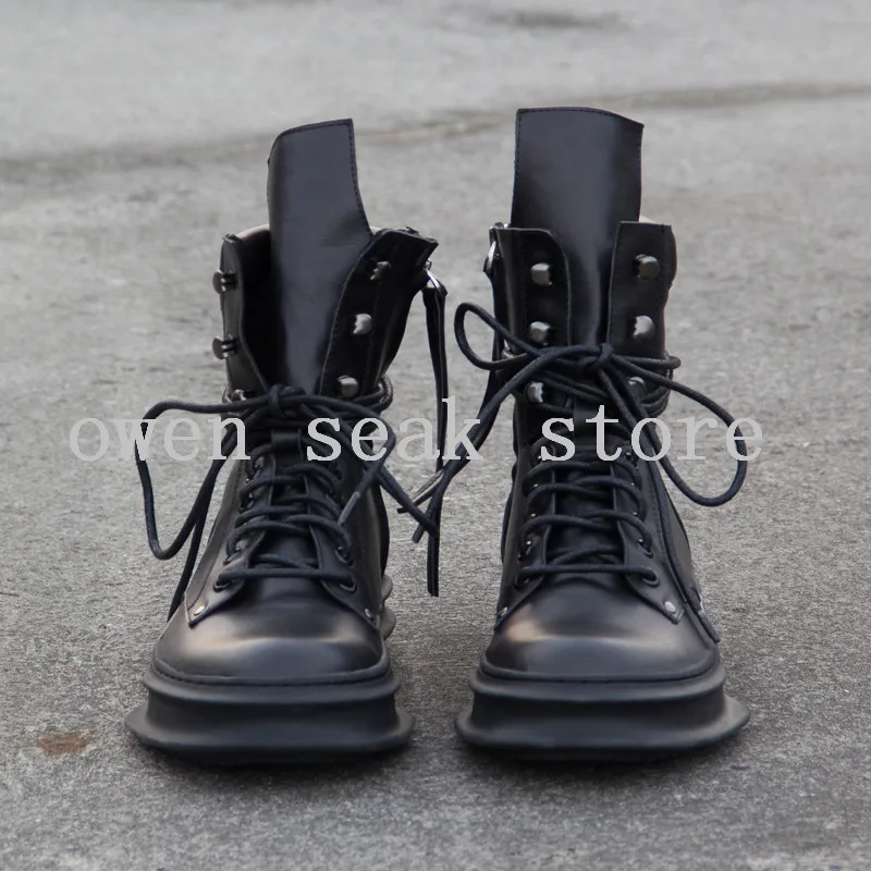 Мужские зимние ботинки на шнуровке из натуральной кожи молнии|shoes high|shoes high brandshoes