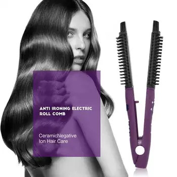 

Ubeator 4 in 1 Ceramic Styler Hair Curler Brush Straight and Curl Curling Iron Perm Hair Comb Pear Flower Electric Round Brush