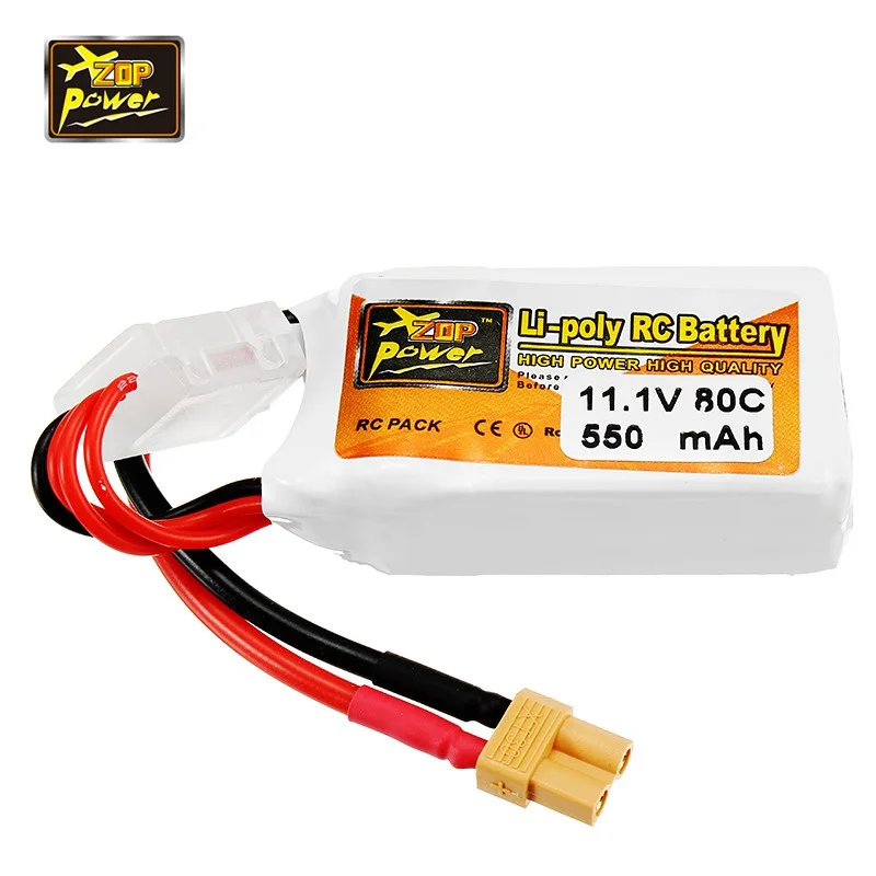 ZOP Power 11 1V 550mAh 80C 3S Lipo Battery Rechargeable XT30 Plug Connector For RC font