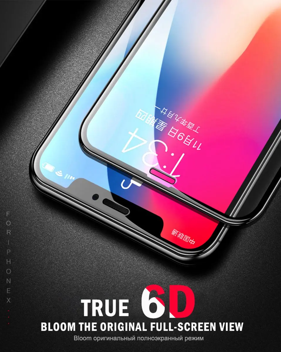 6D Protective Glass For iPhone X 10 XS Max Full Cover 9H Film For Screen Protector iPhone XS XR 6 6S 7 8 Plus Tempered Glass     (2)