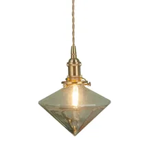 American Pure Copper Glass Droplight Loft Style Vintage LED Pendant Light Fixtures Retro Single Hanging Lamp Indoor Lighting American Pure Copper Glass Droplight Loft Style Vintage LED Pendant Light Fixtures Retro Single Hanging Lamp Indoor Lighting