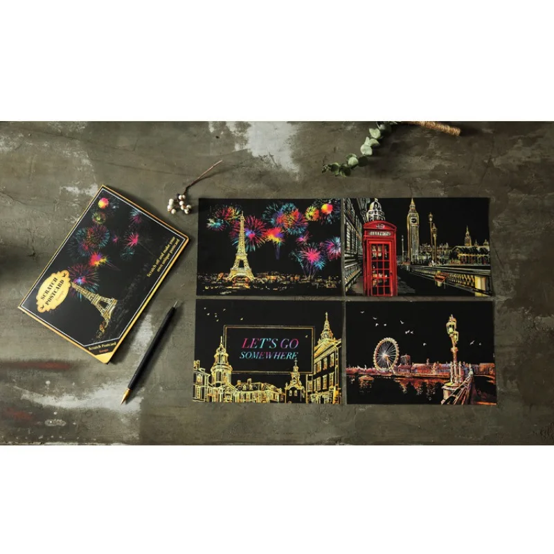 

Scratch Art Kit Magic Scratch Off Art Painting Paper With Drawing Stick For Kids Paint By Number Home Hanging Decoration