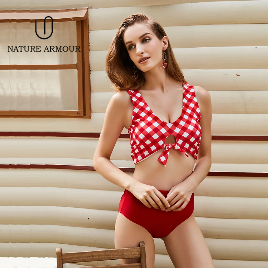 

Sexy Bikinis Swimwear Women High Waist Swimsuit Push Up Beach Wear Bathing Suit Set Printed Two-pieces Lattice Bow 2018 New