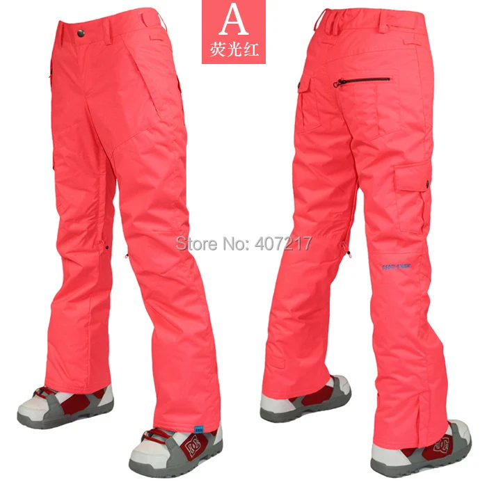 

2014 womens fluorescein red ski pants ladies snowboarding pants outdoor sports trousers snow pants waterproof 10K breathable