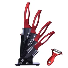 Набор керамических ножей " 5" " 3" дюймов красный цвет ручка инструмент для чистки фруктов, овощей Ножи Кухонные циркония черный керамический нож
