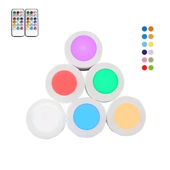 

RGB 12 Colors LED Under Cabinet Light Dimmable Touch Sensor LED Puck Lights For home Cupboard Close Wardrobe Kitchen Night lamp