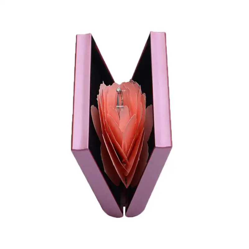 3D всплывающие розовые кольца коробка Свадьба Помолвка держатель для хранения драгоценностей случае Bump в форме розы, кольцо держатель, свадьба 19jan19