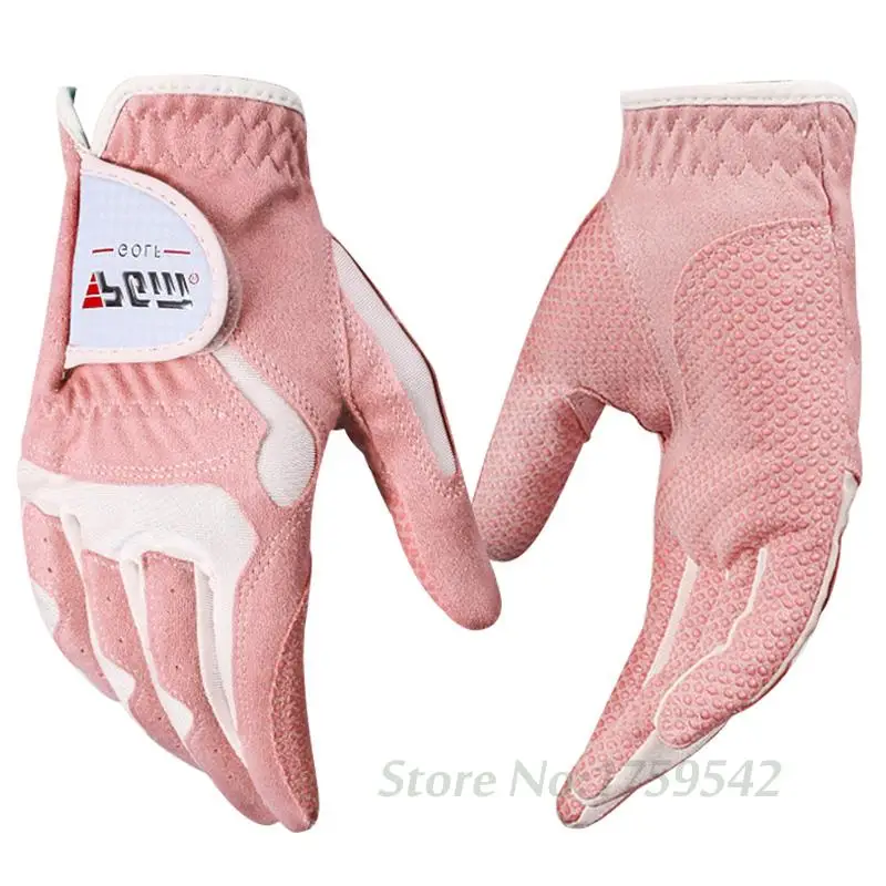 Брендовые перчатки для гольфа PGM женские спортивные перчатки левый и правый высококачественный нанометр ткань для гольфа дышащая защита от ладони - Цвет: Pink with White